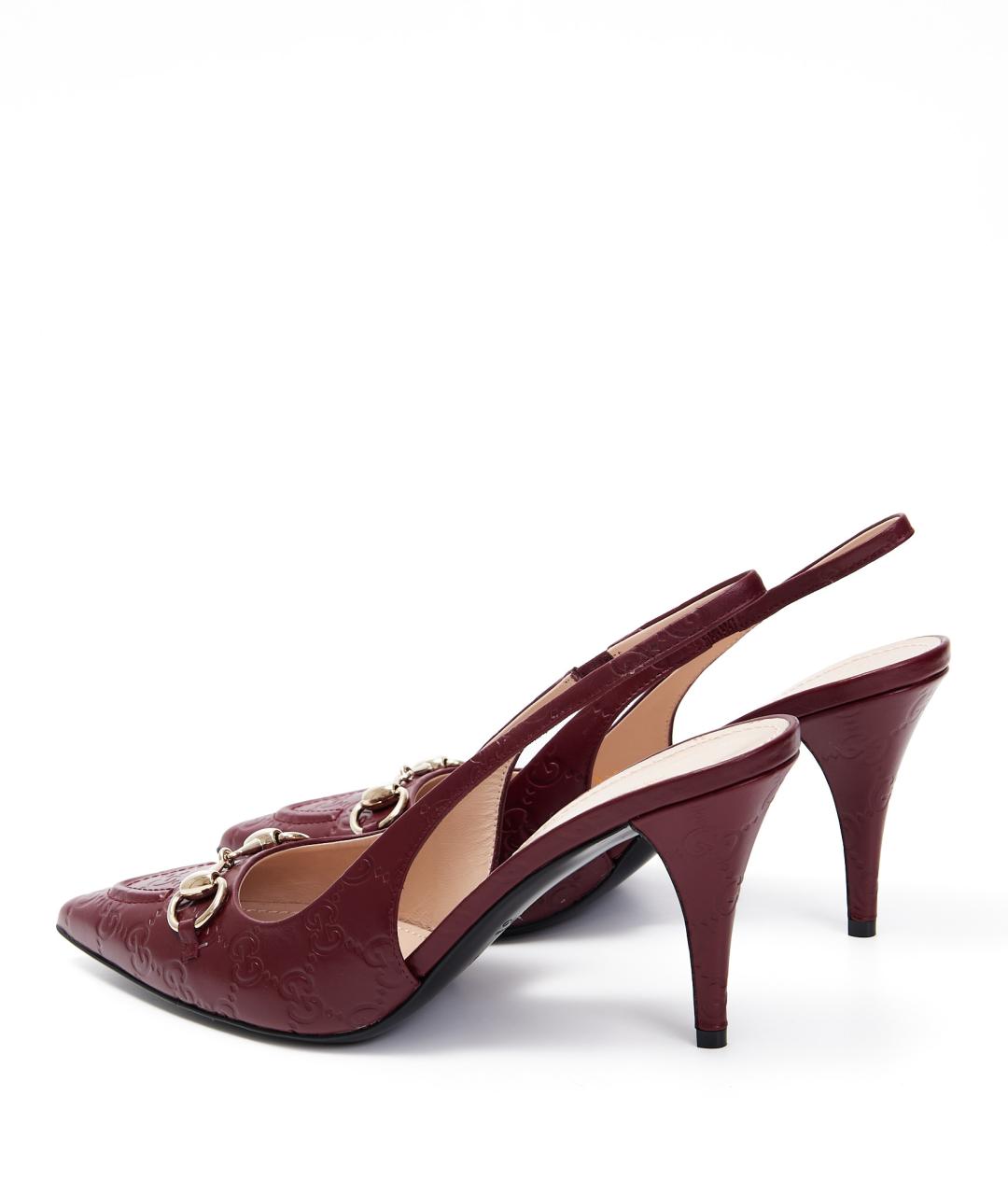 GUCCI Бордовые кожаные туфли, фото 3
