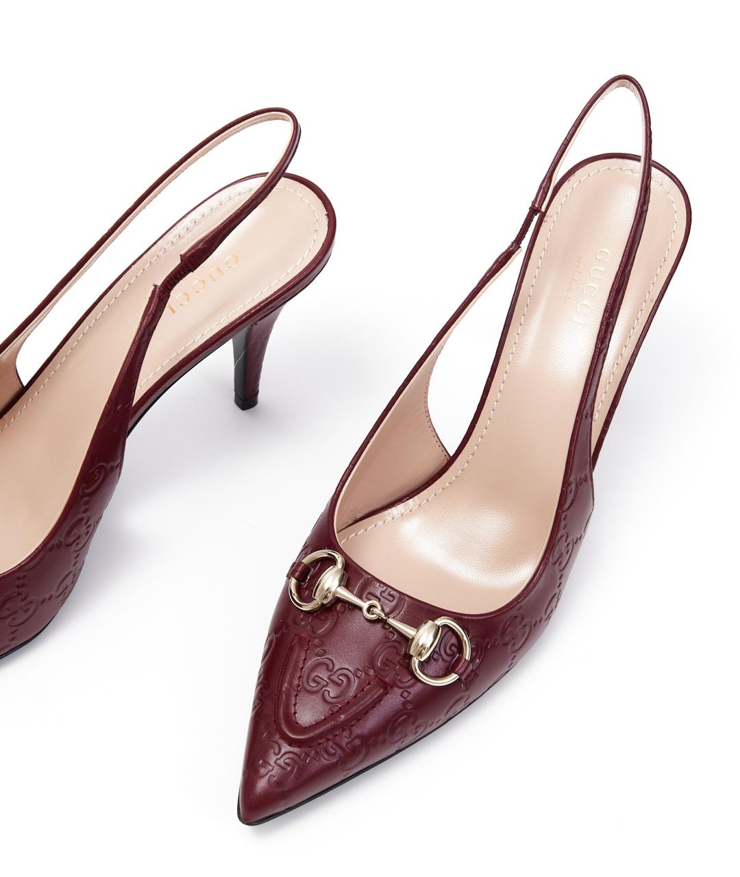 GUCCI Бордовые кожаные туфли, фото 4