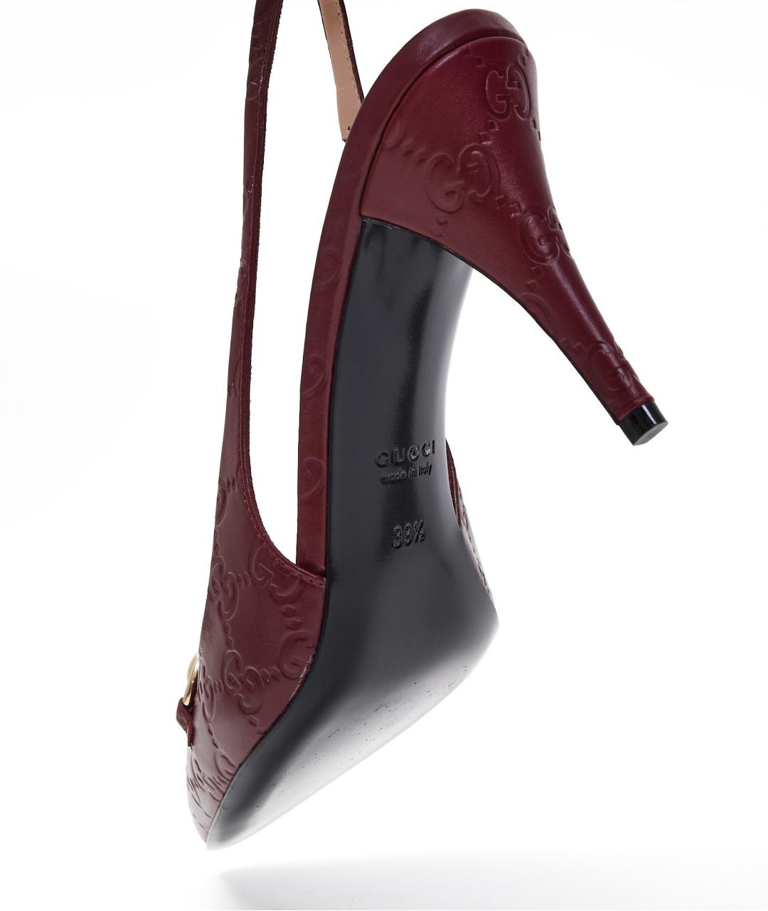 GUCCI Бордовые кожаные туфли, фото 6