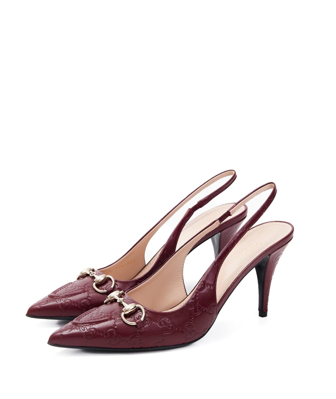 GUCCI Бордовые кожаные туфли, фото 2