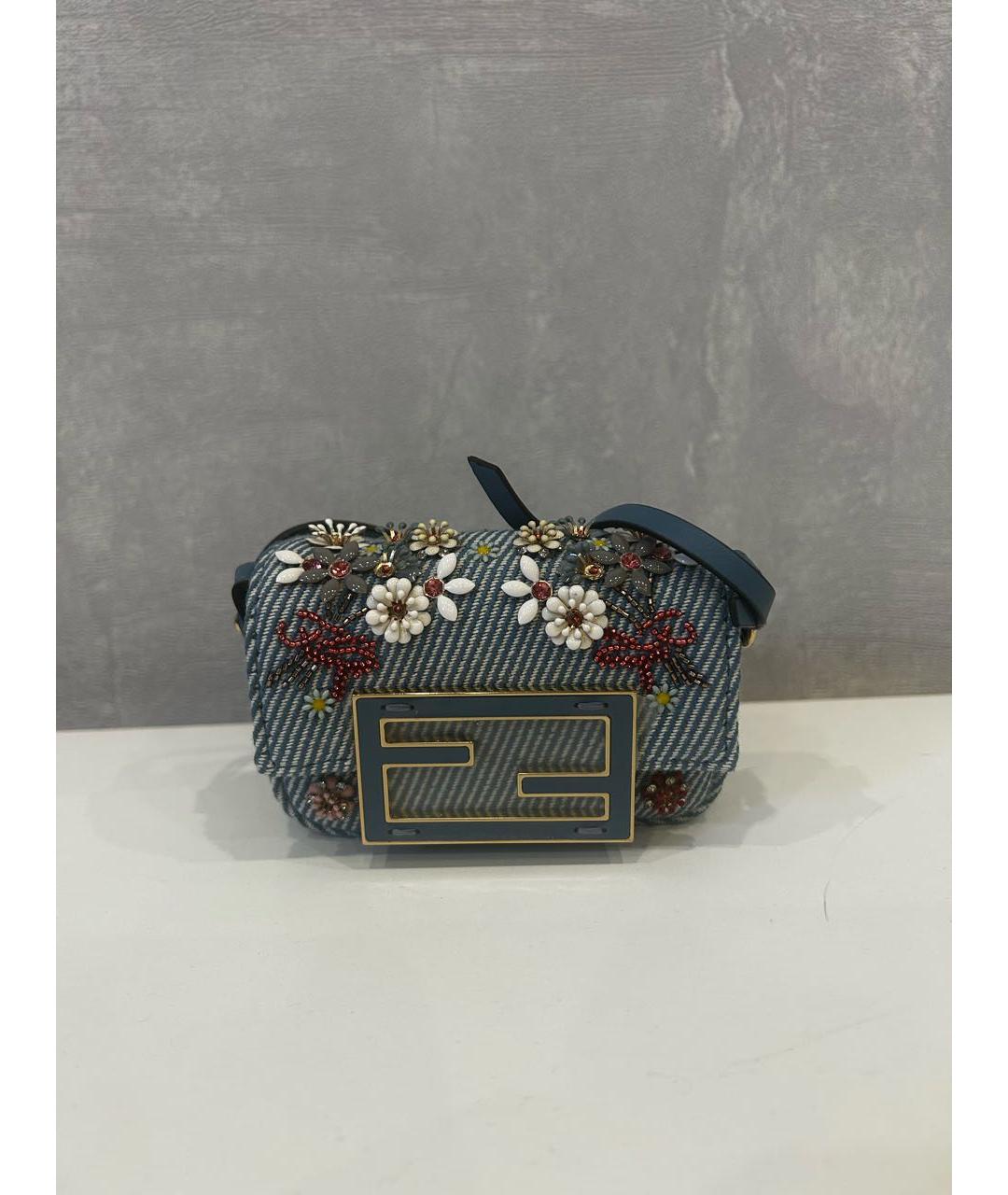 FENDI Голубая тканевая сумка через плечо, фото 5