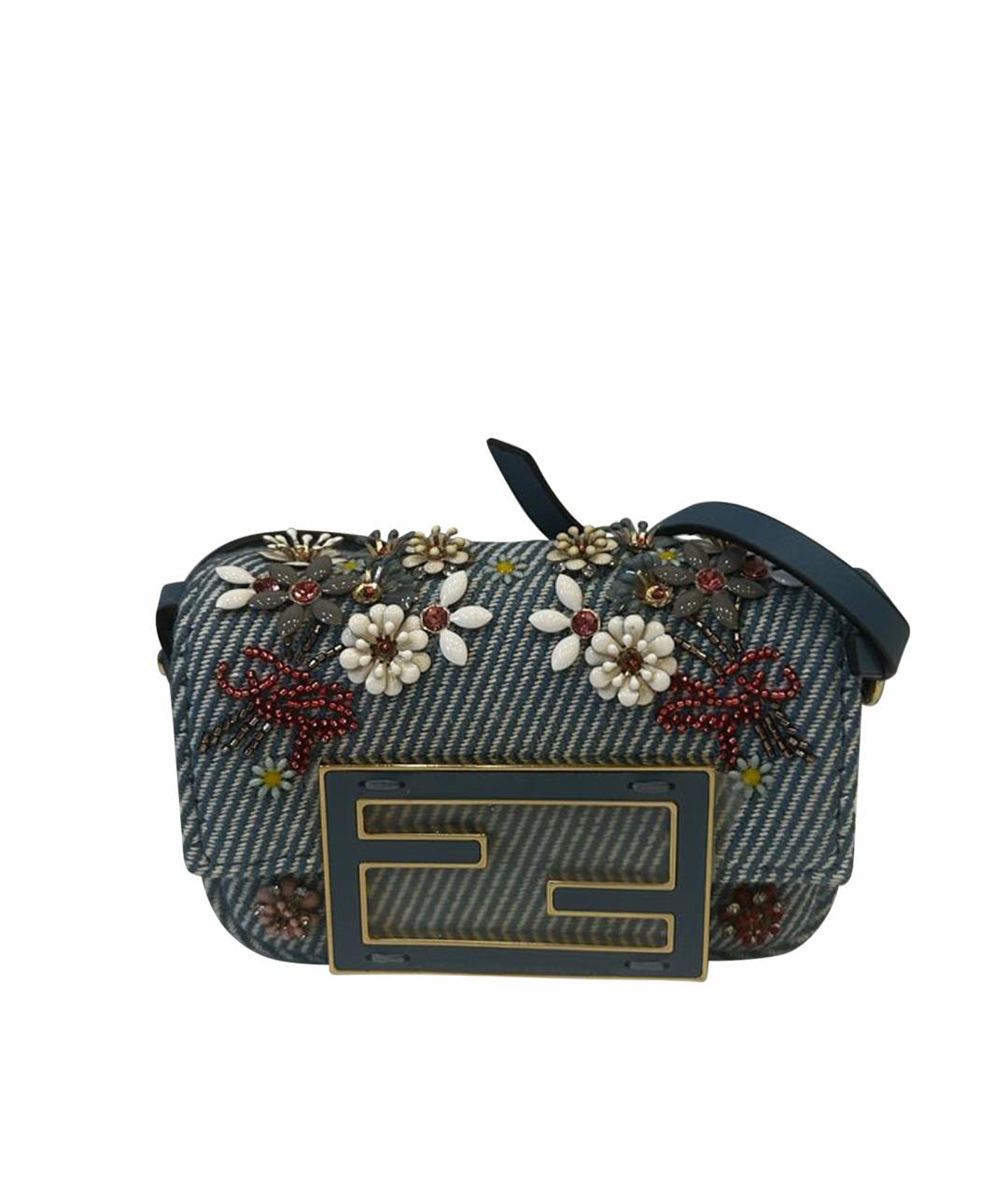 FENDI Голубая тканевая сумка через плечо, фото 1
