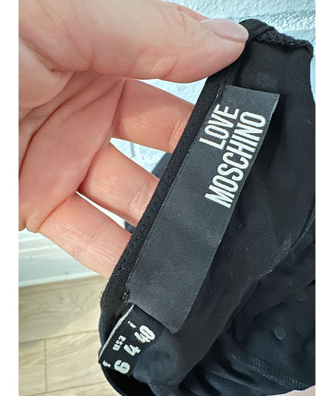 LOVE MOSCHINO Черное вискозное коктейльное платье, фото 6