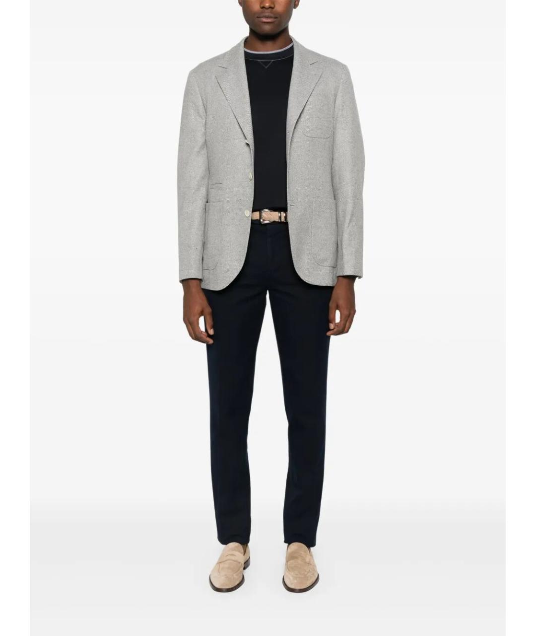 BRUNELLO CUCINELLI Синие хлопковые повседневные брюки, фото 2