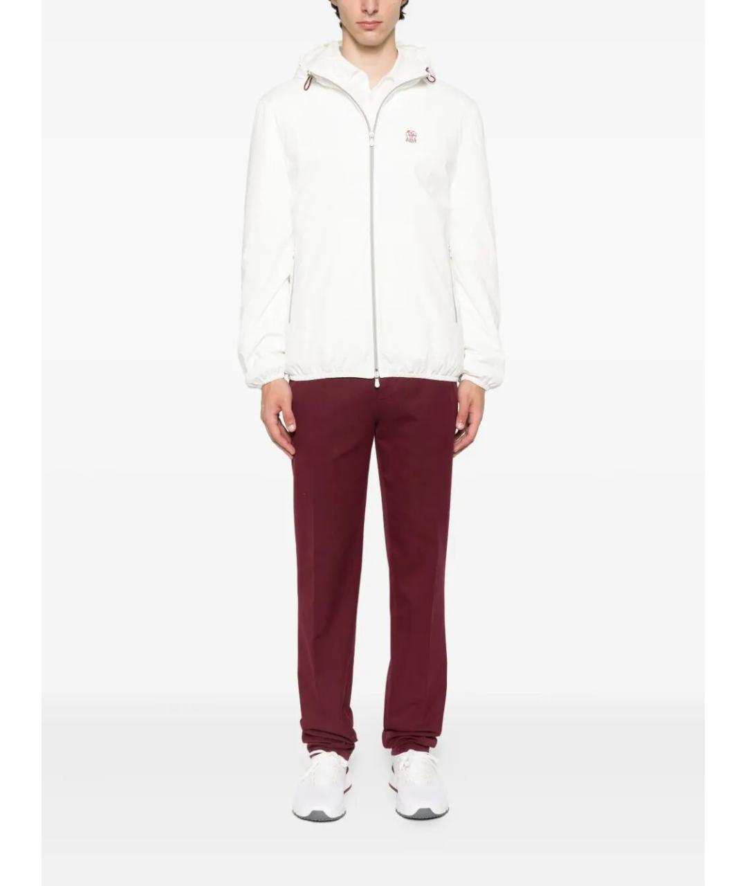 BRUNELLO CUCINELLI Бордовые хлопковые повседневные брюки, фото 2