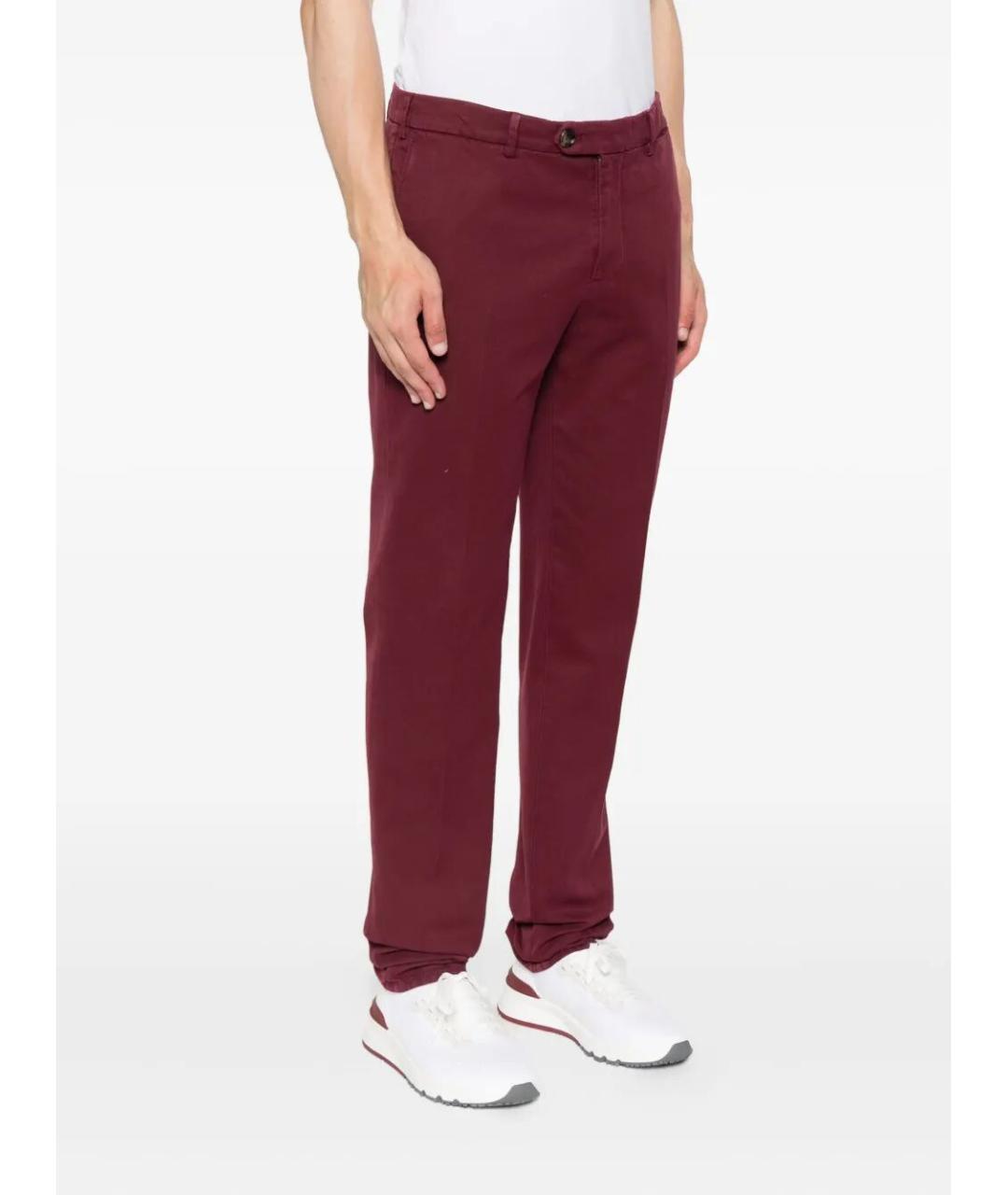 BRUNELLO CUCINELLI Бордовые хлопковые повседневные брюки, фото 4