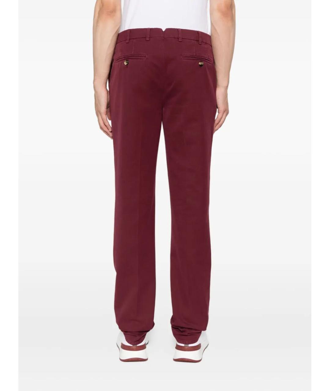 BRUNELLO CUCINELLI Бордовые хлопковые повседневные брюки, фото 3