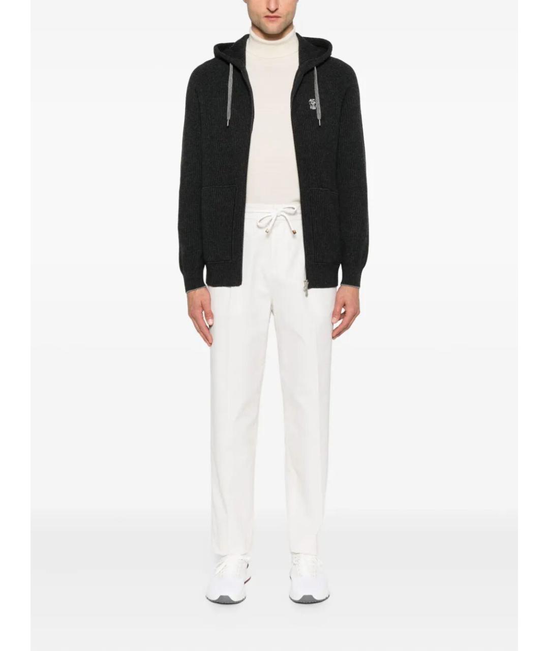 BRUNELLO CUCINELLI Белые хлопковые повседневные брюки, фото 2