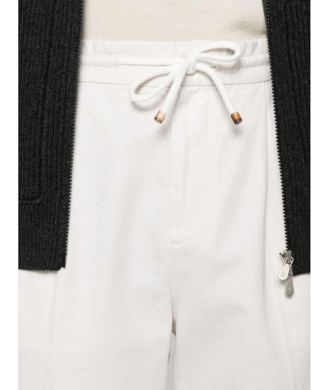 BRUNELLO CUCINELLI Белые хлопковые повседневные брюки, фото 5