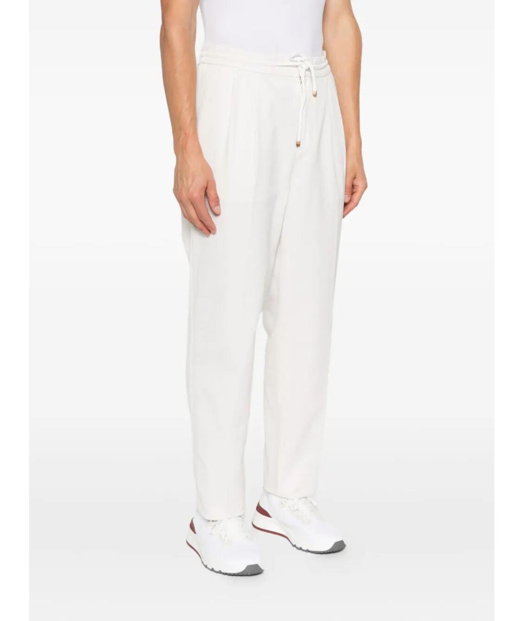 BRUNELLO CUCINELLI Белые хлопковые повседневные брюки, фото 4