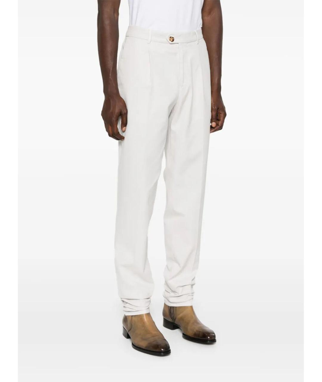 BRUNELLO CUCINELLI Белые хлопковые повседневные брюки, фото 5