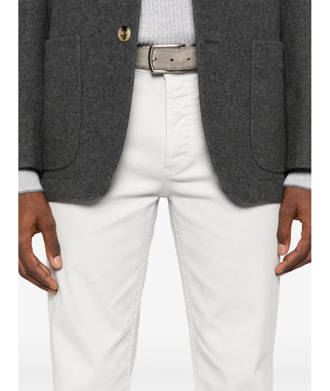 BRUNELLO CUCINELLI Белые хлопковые прямые джинсы, фото 4