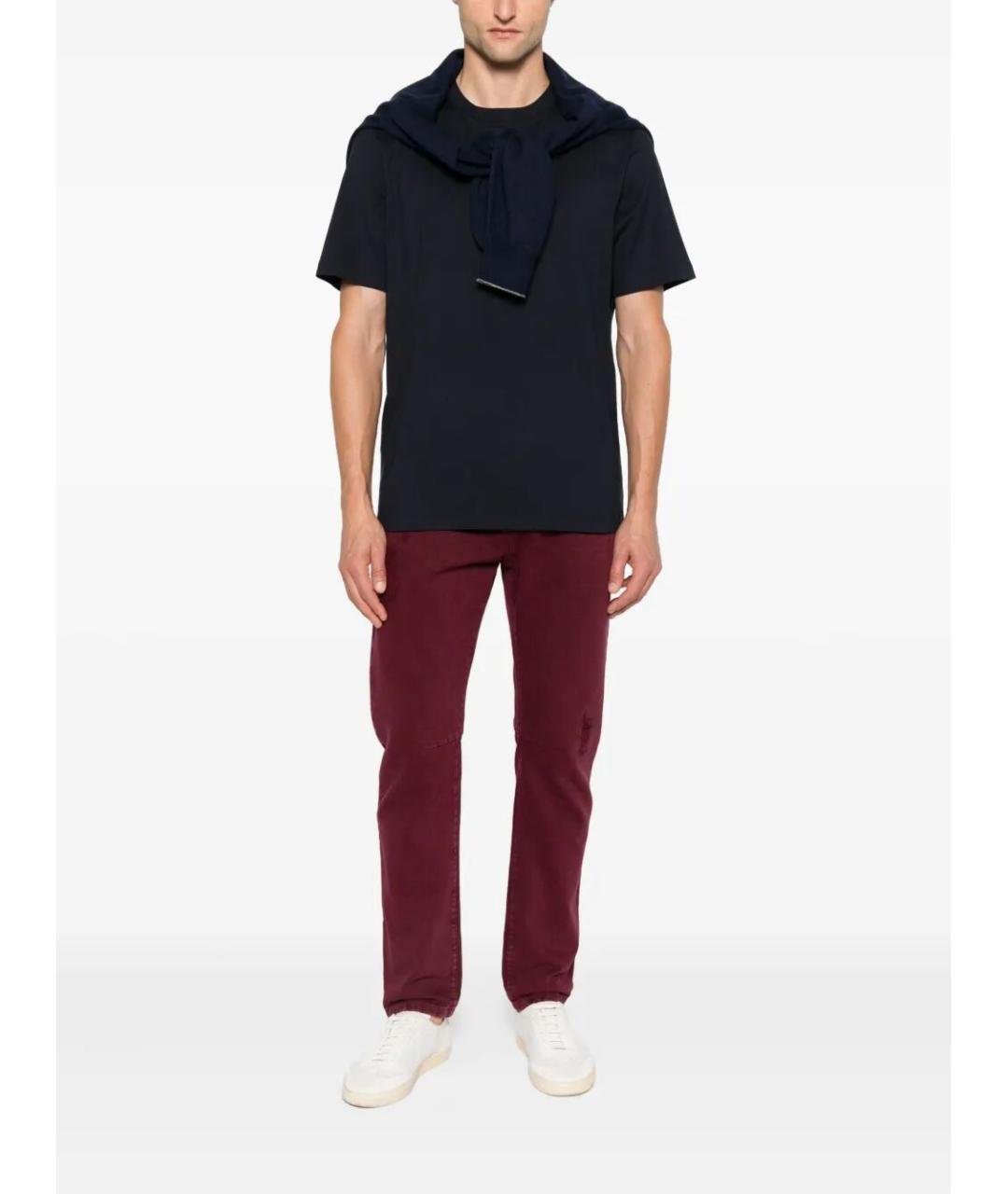 BRUNELLO CUCINELLI Бордовые хлопковые прямые джинсы, фото 2