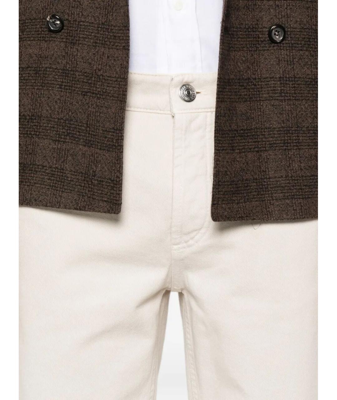 BRUNELLO CUCINELLI Бежевые хлопковые прямые джинсы, фото 3