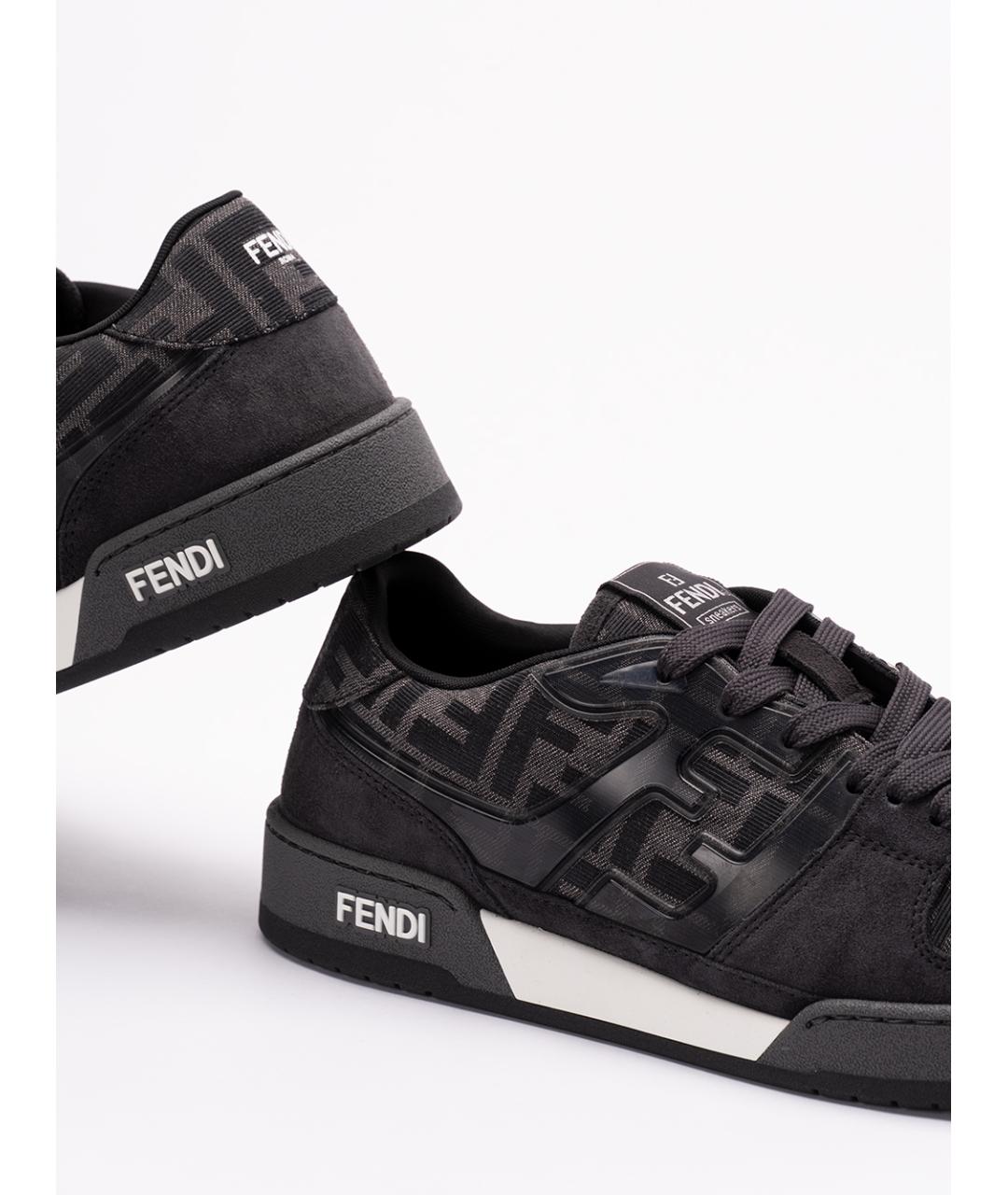 FENDI Антрацитовые замшевые низкие кроссовки / кеды, фото 5