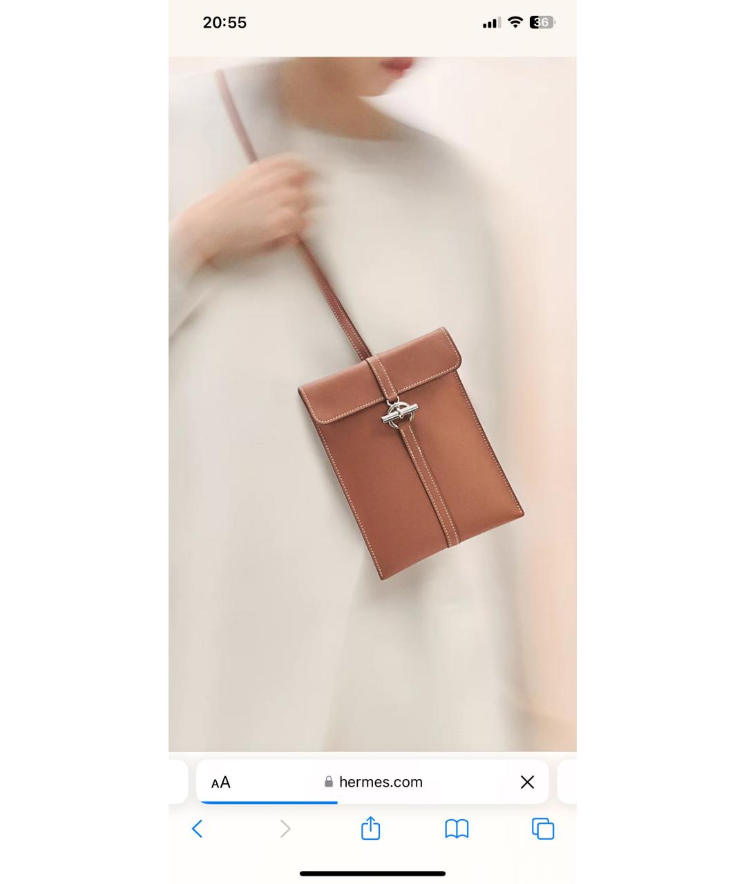 HERMES Темно-синяя кожаная сумка через плечо, фото 4