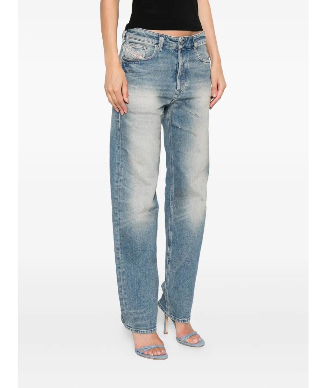 DIESEL Голубые хлопко-эластановые прямые джинсы, фото 4