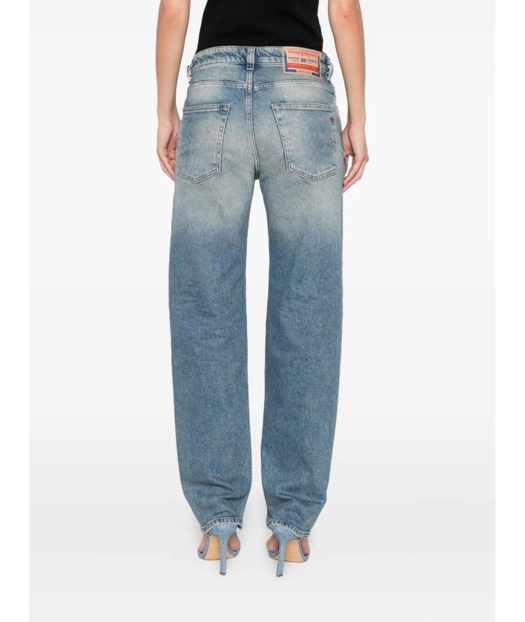DIESEL Голубые хлопко-эластановые прямые джинсы, фото 5