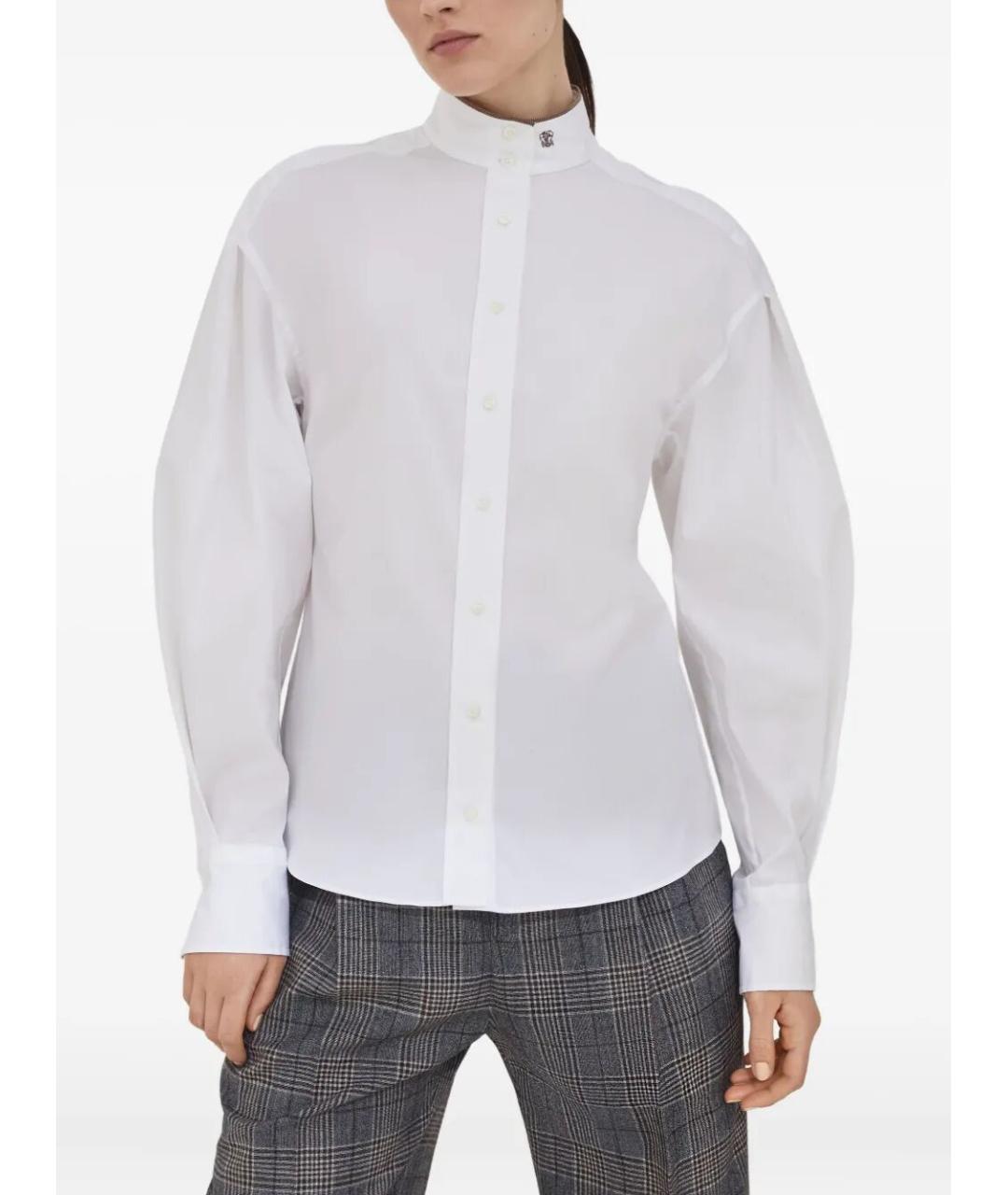 BRUNELLO CUCINELLI Белая хлопко-эластановая рубашка, фото 5