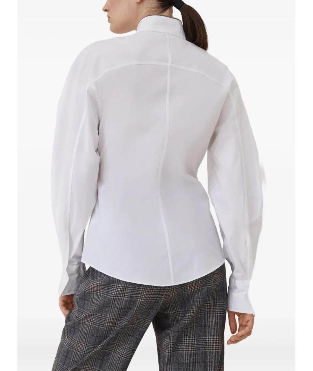 BRUNELLO CUCINELLI Белая хлопко-эластановая рубашка, фото 3