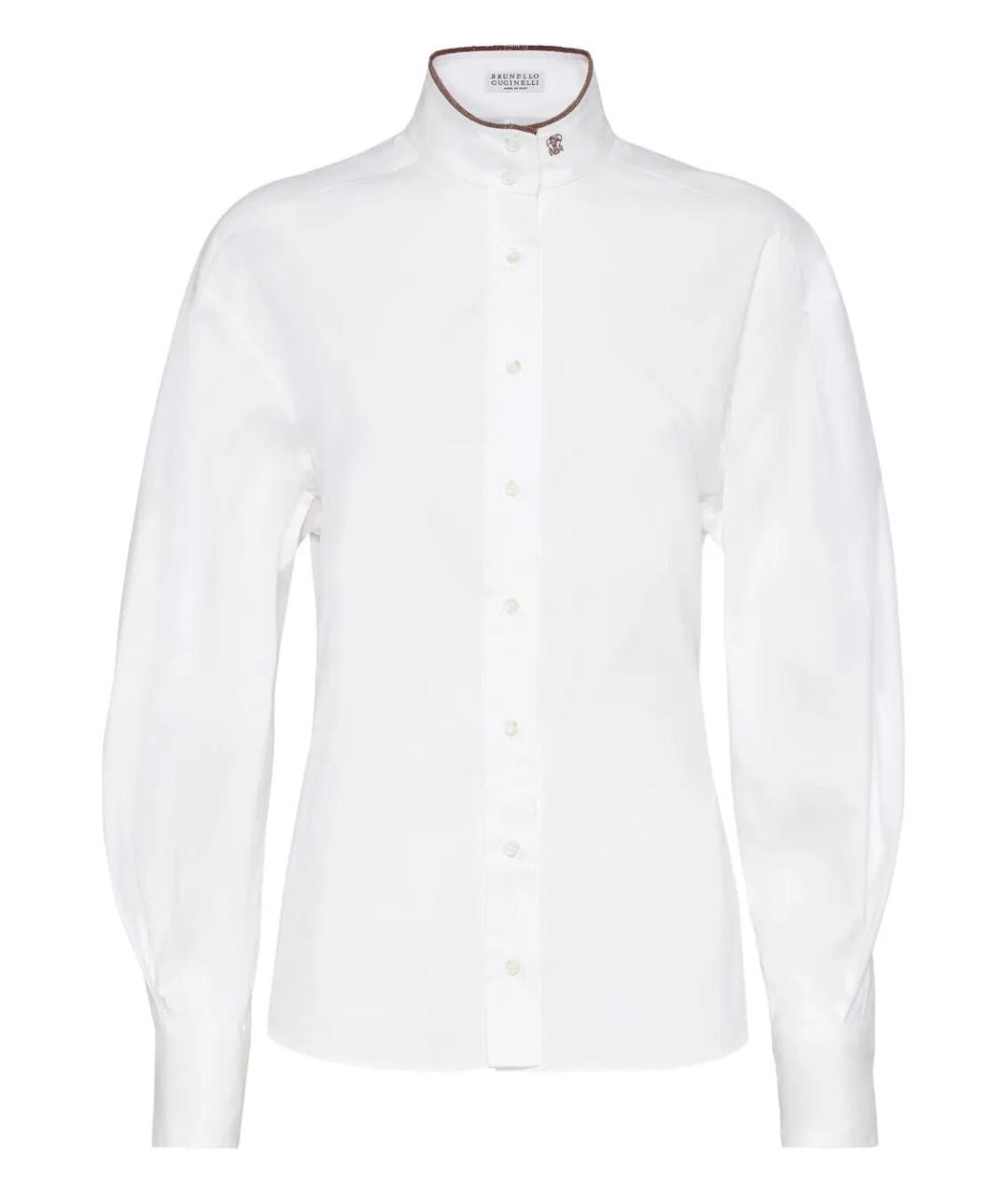 BRUNELLO CUCINELLI Белая хлопко-эластановая рубашка, фото 1