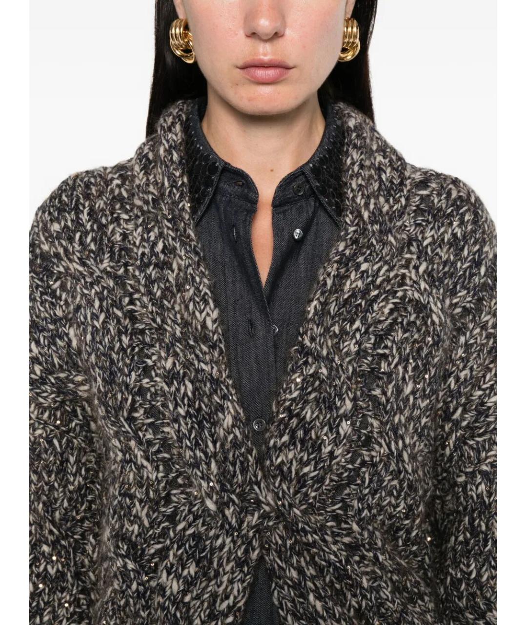 BRUNELLO CUCINELLI Антрацитовый шерстяной кардиган, фото 3