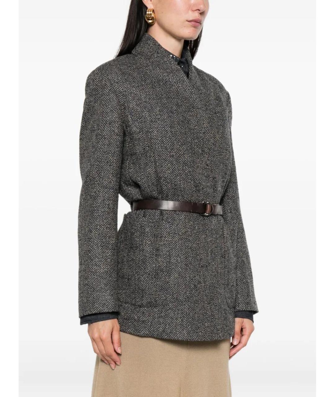 BRUNELLO CUCINELLI Антрацитовый шерстяной жакет/пиджак, фото 4