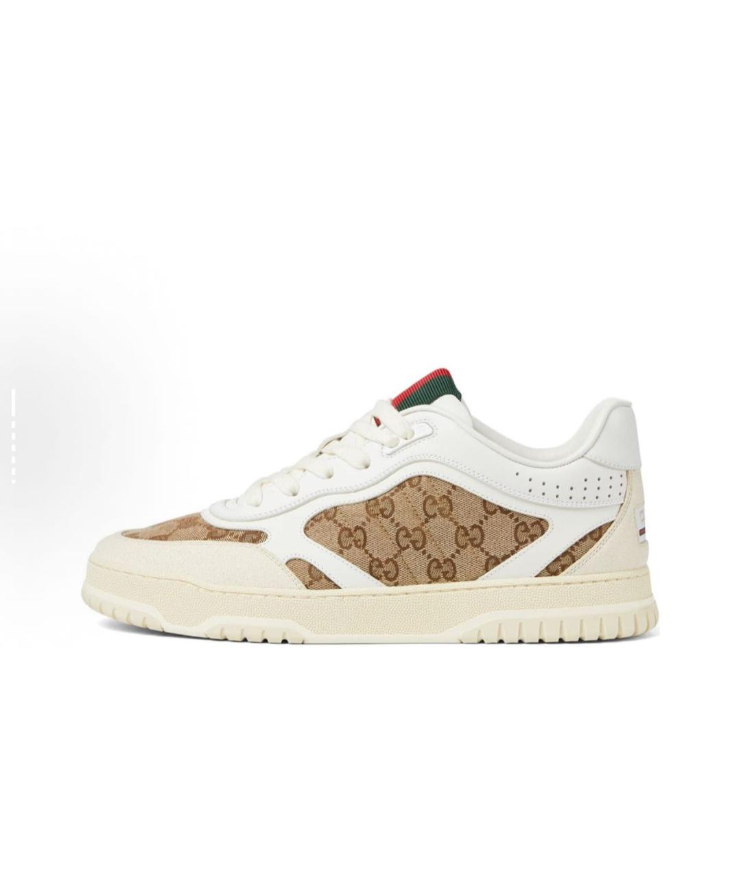 GUCCI Бежевые текстильные низкие кроссовки / кеды, фото 9