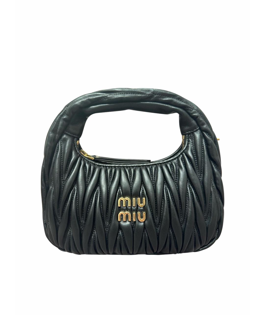 MIU MIU Черная кожаная сумка с короткими ручками, фото 1