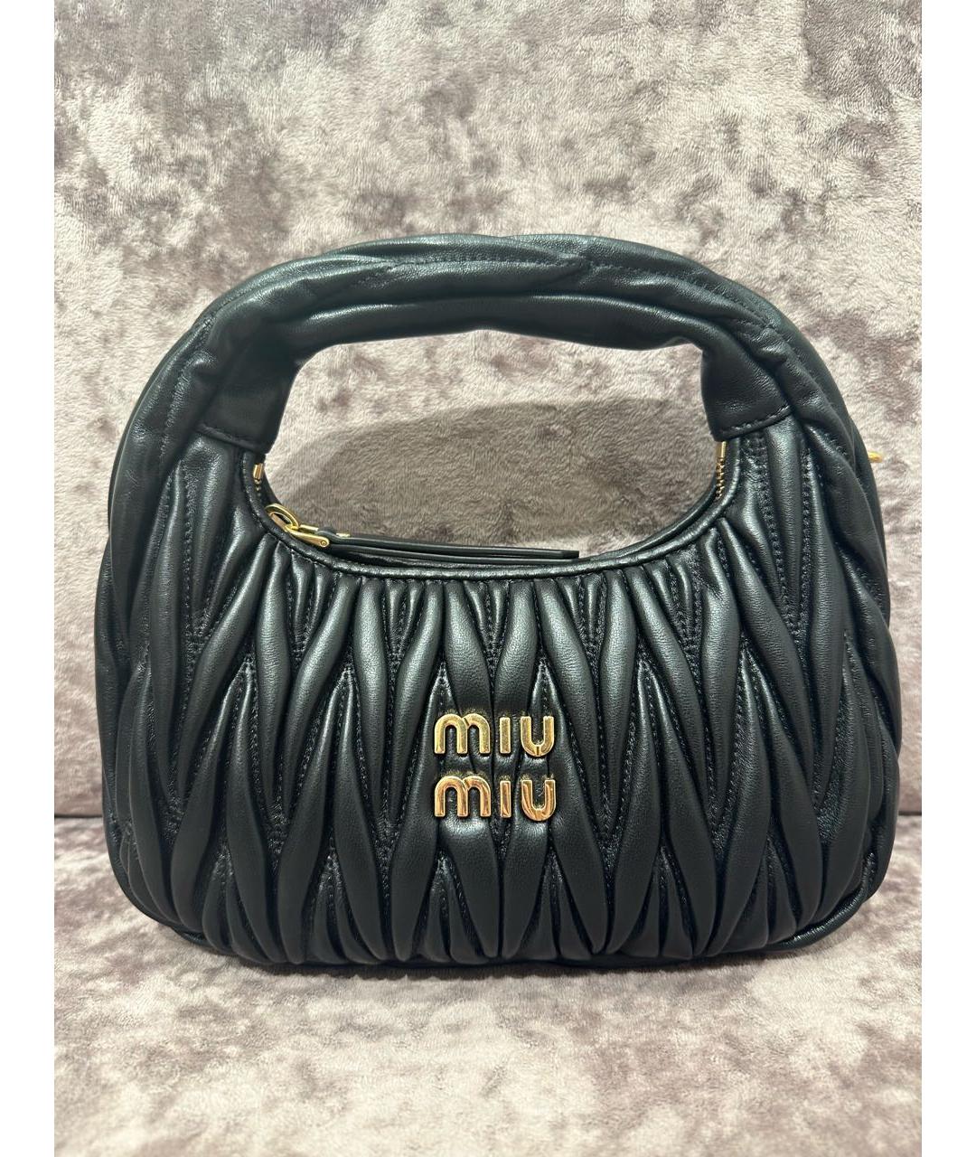 MIU MIU Черная кожаная сумка с короткими ручками, фото 6