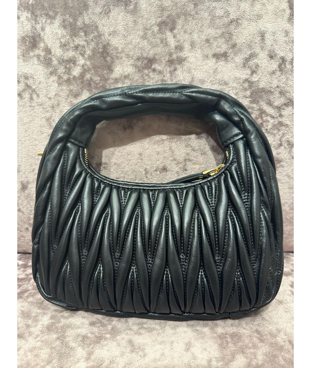 MIU MIU Черная кожаная сумка с короткими ручками, фото 3