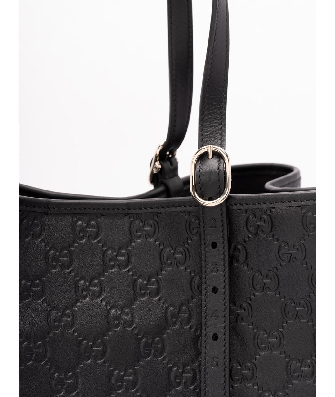 GUCCI Черная кожаная сумка тоут, фото 4