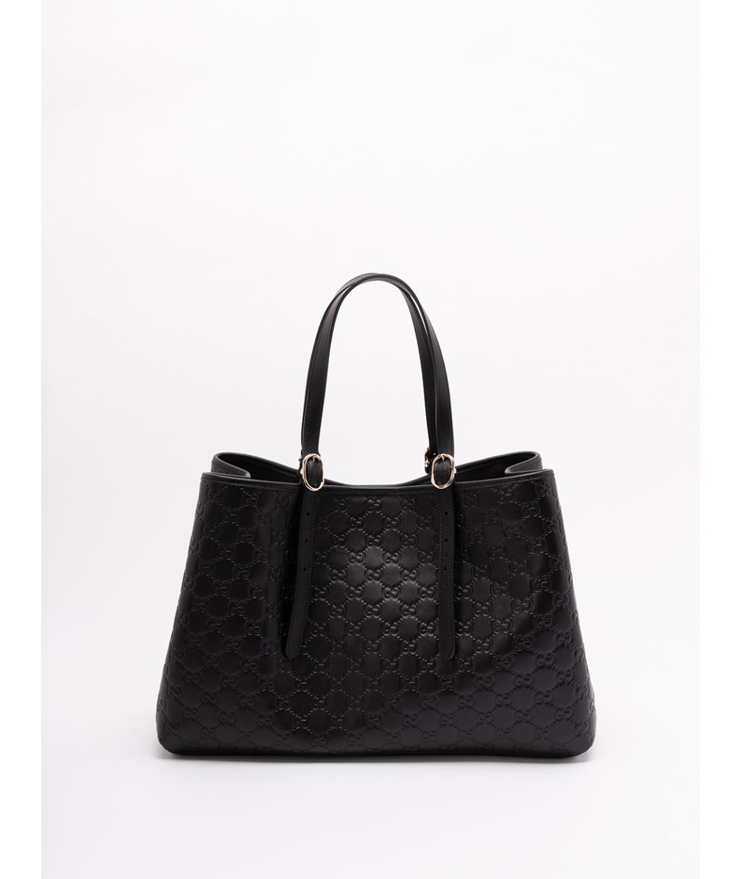 GUCCI Черная кожаная сумка тоут, фото 2