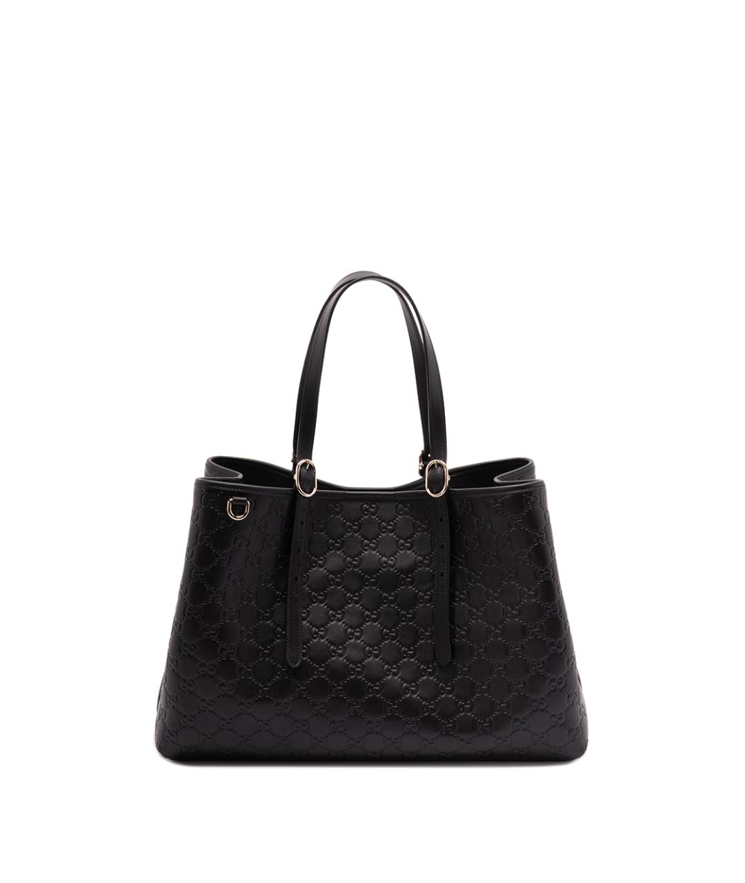 GUCCI Черная кожаная сумка тоут, фото 1