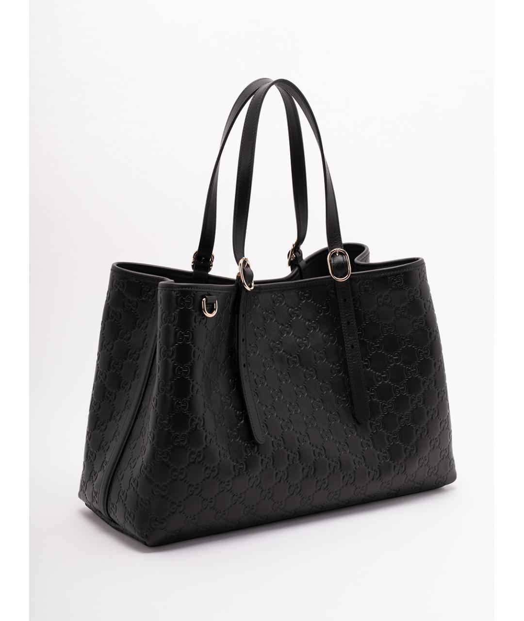 GUCCI Черная кожаная сумка тоут, фото 3