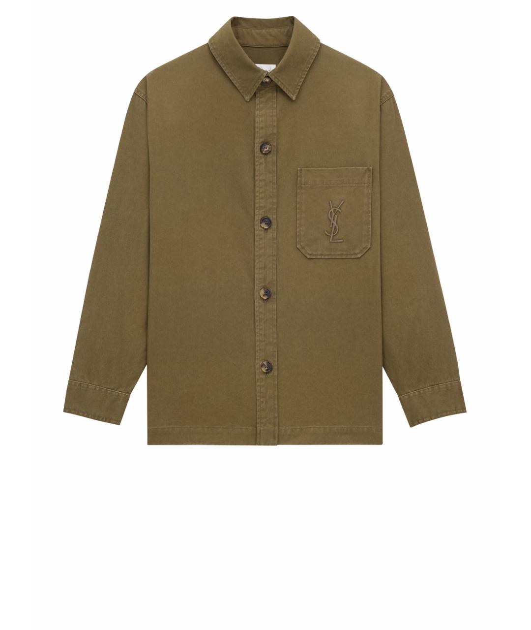 SAINT LAURENT Хаки хлопковая кэжуал рубашка, фото 1
