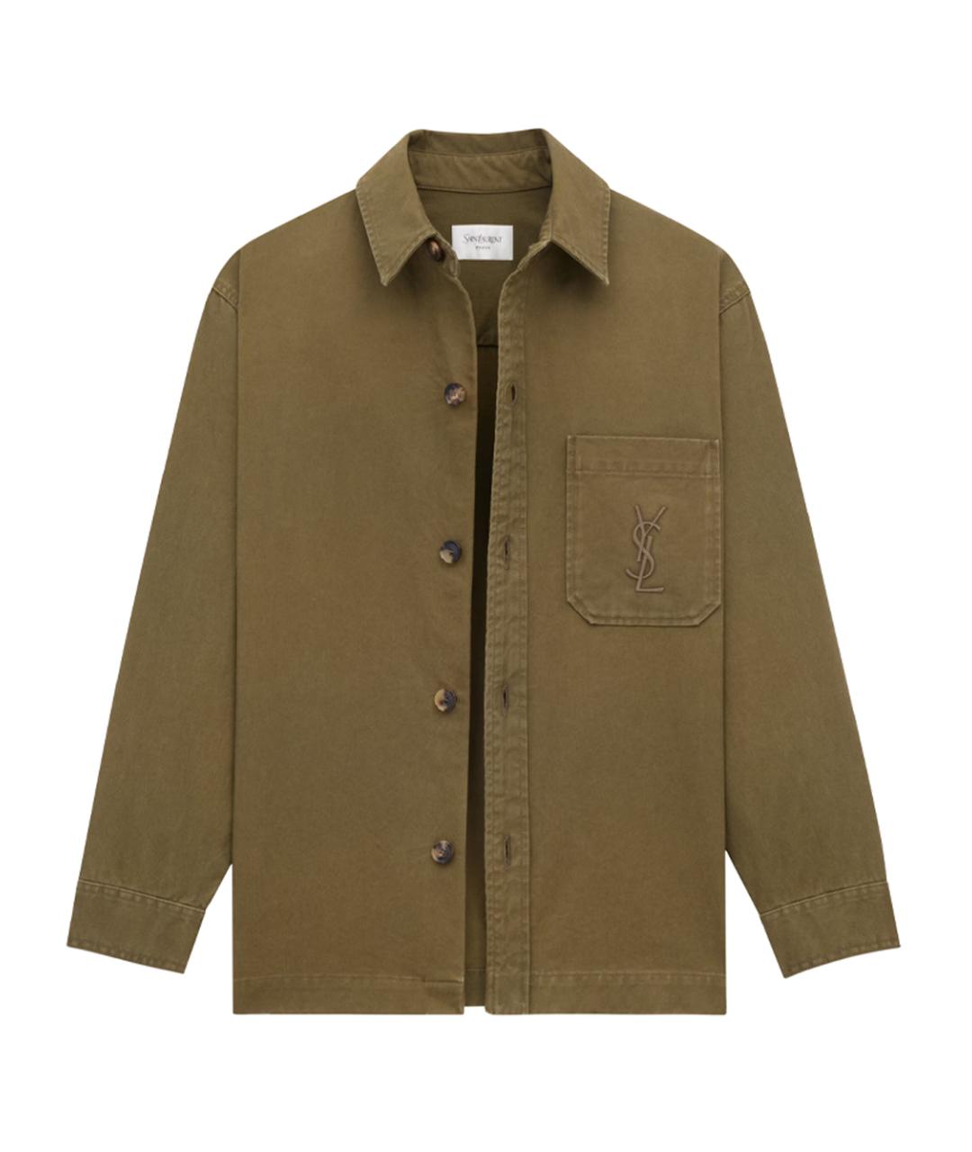 SAINT LAURENT Хаки хлопковая кэжуал рубашка, фото 2