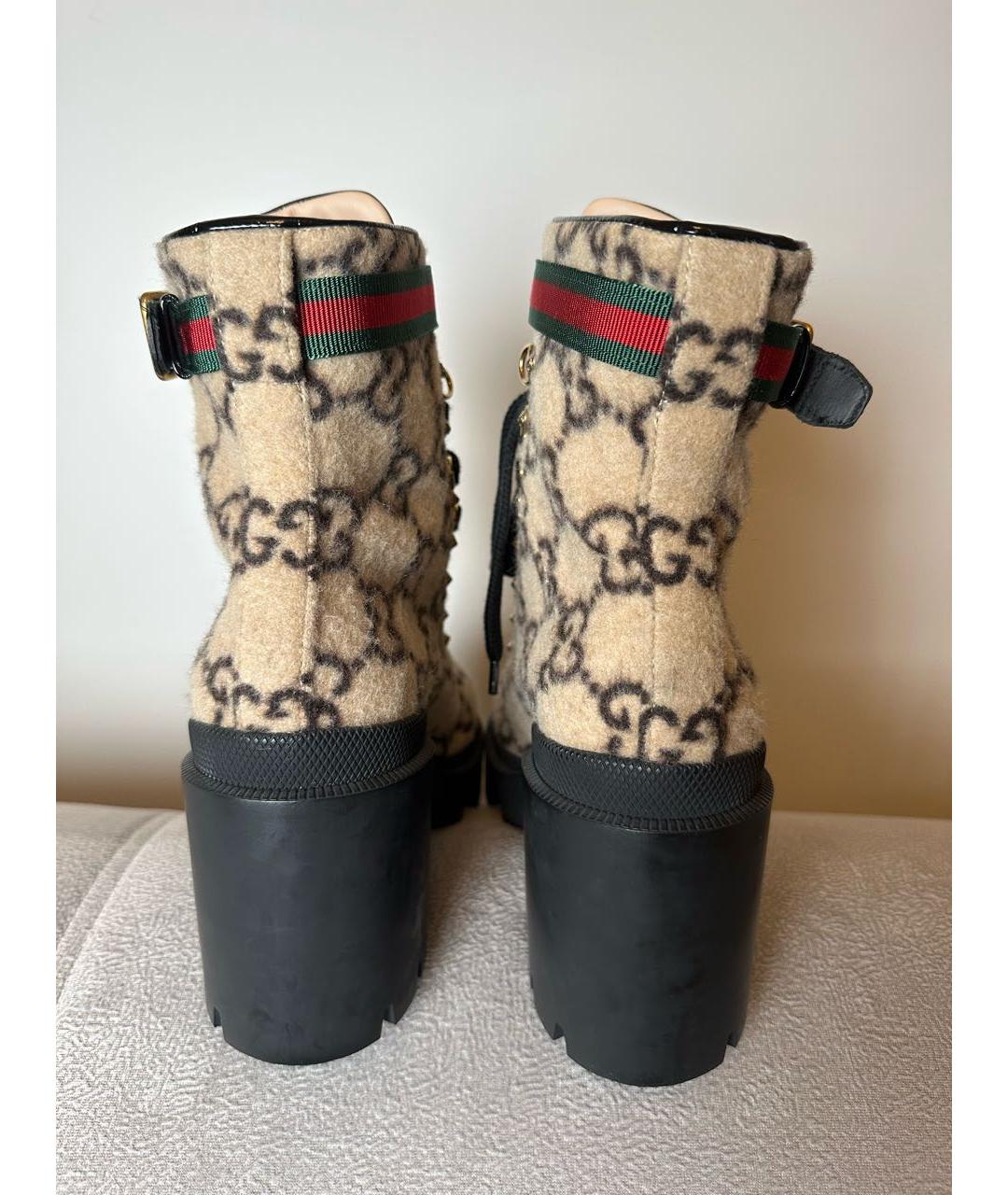 GUCCI Бежевые текстильные ботильоны, фото 4