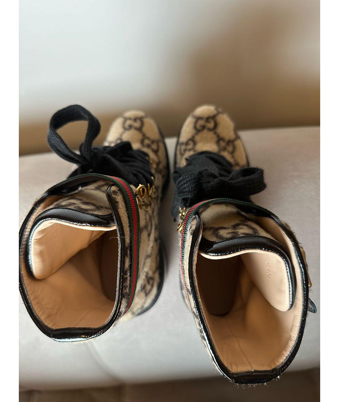 GUCCI Бежевые текстильные ботильоны, фото 3
