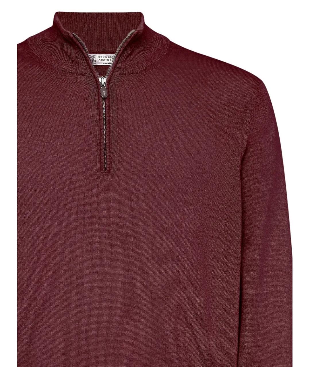 BRUNELLO CUCINELLI Бордовый кашемировый джемпер / свитер, фото 7