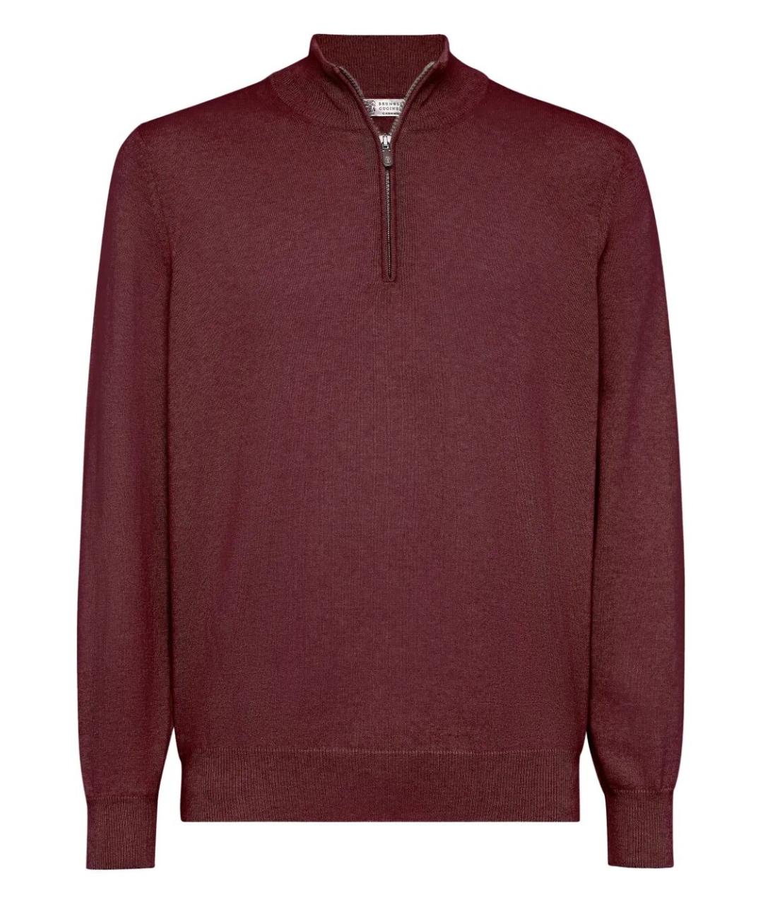 BRUNELLO CUCINELLI Бордовый кашемировый джемпер / свитер, фото 1