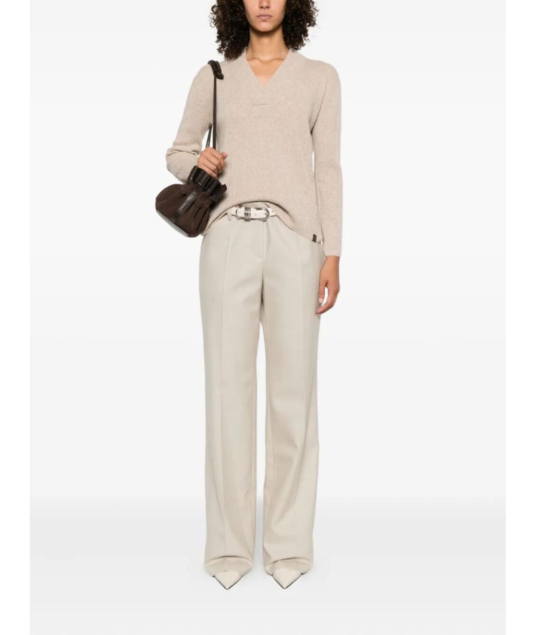 MAX MARA Бежевый кашемировый джемпер / свитер, фото 2