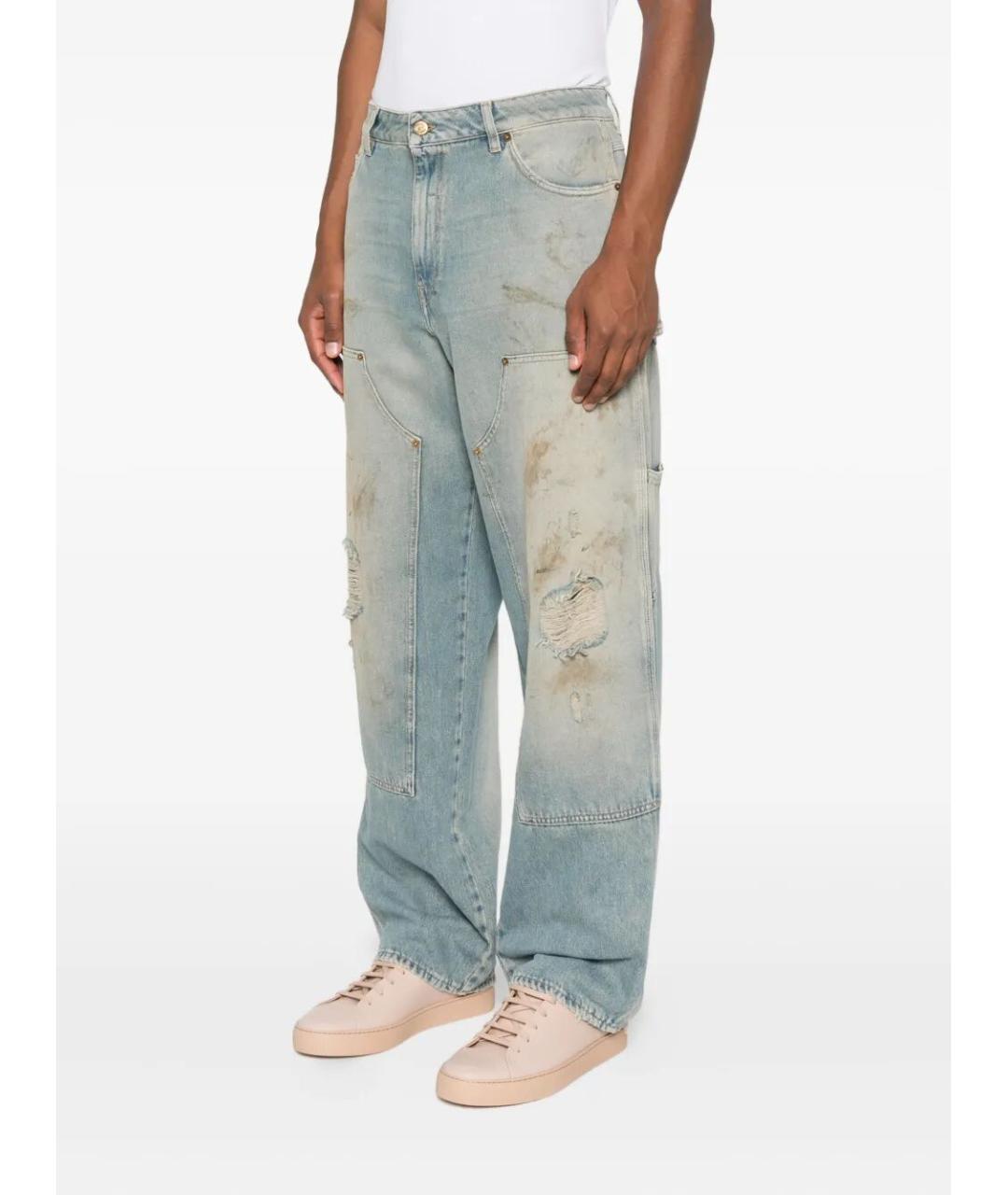 GOLDEN GOOSE DELUXE BRAND Голубые хлопковые прямые джинсы, фото 4