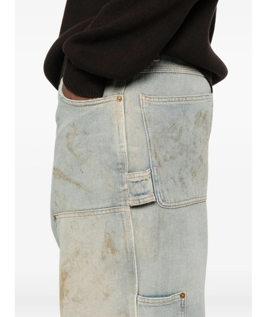 GOLDEN GOOSE DELUXE BRAND Голубые хлопковые прямые джинсы, фото 6