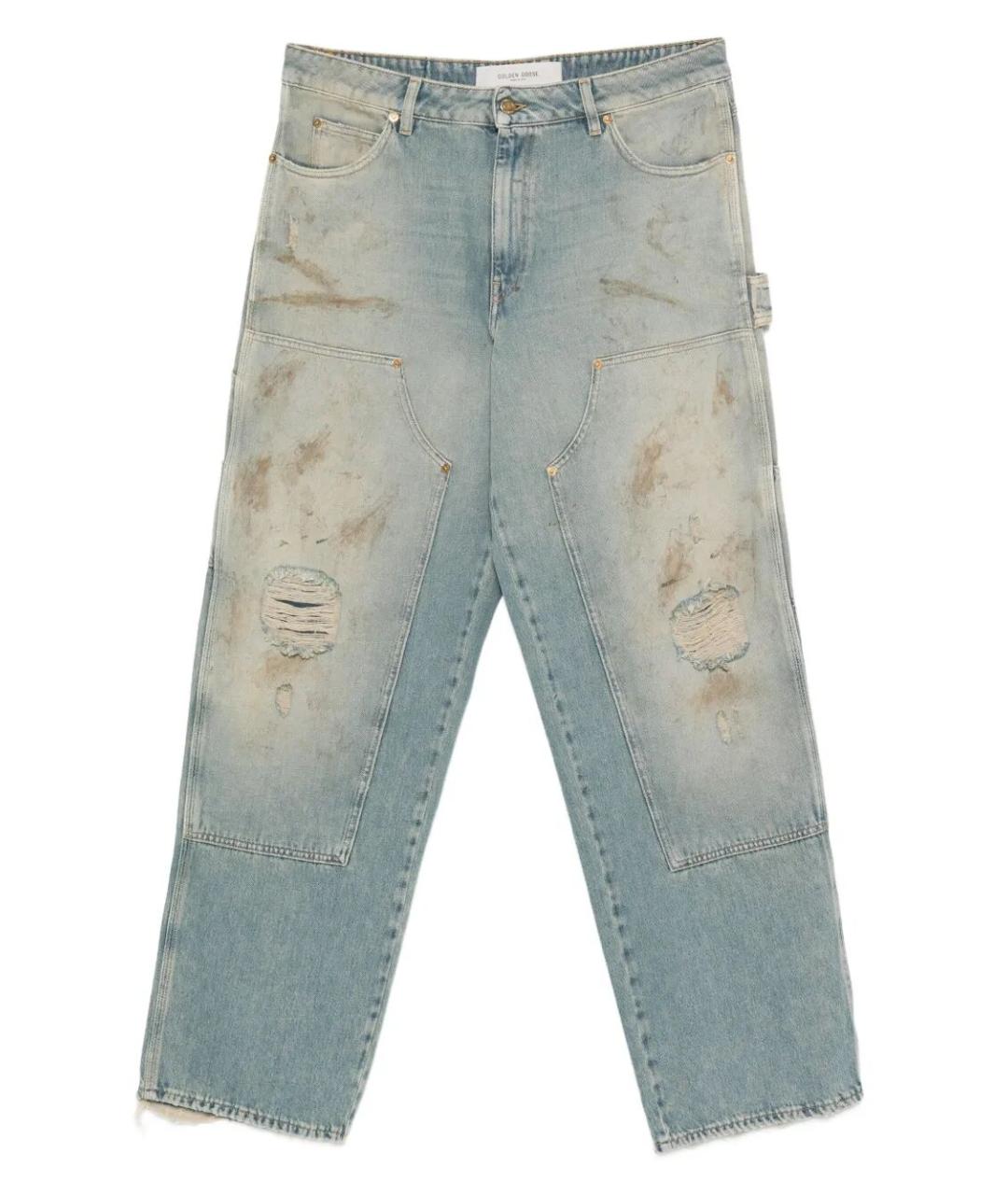 GOLDEN GOOSE DELUXE BRAND Голубые хлопковые прямые джинсы, фото 1