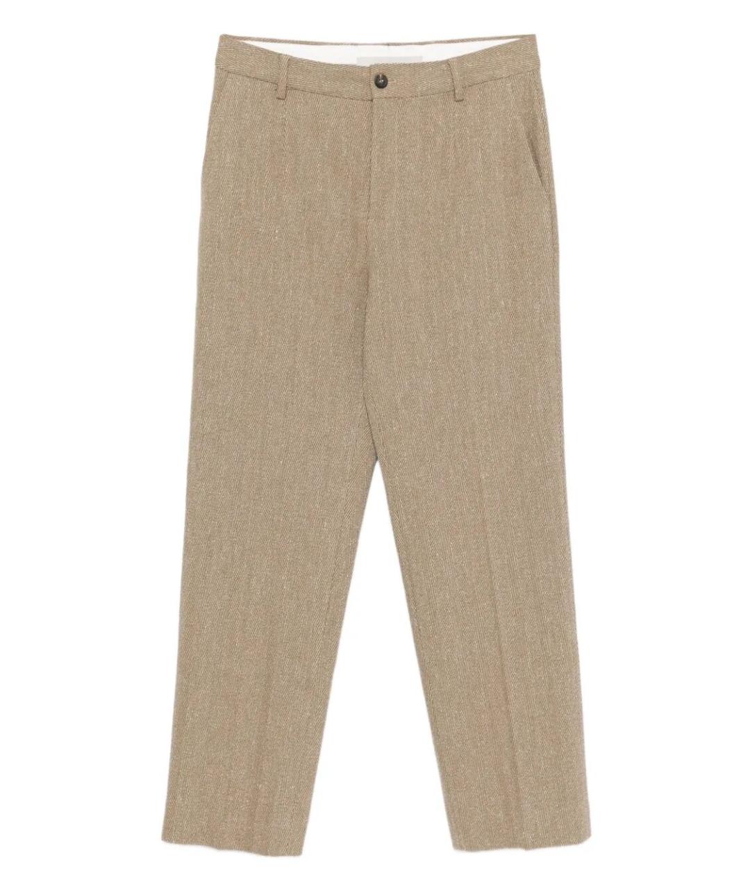 GOLDEN GOOSE DELUXE BRAND Бежевые льняные повседневные брюки, фото 1