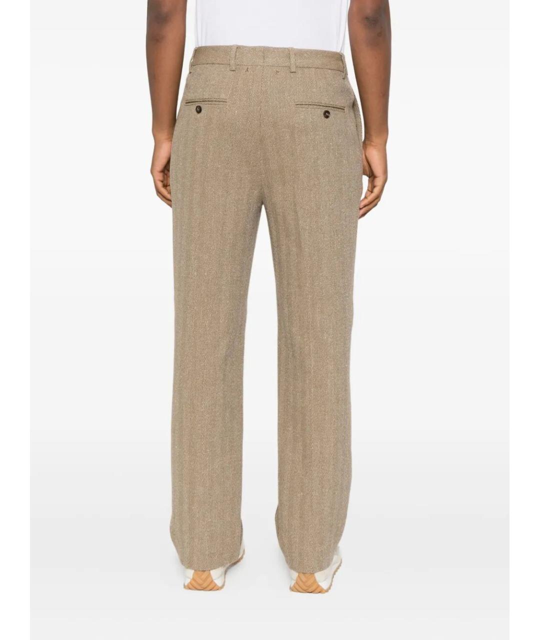 GOLDEN GOOSE DELUXE BRAND Бежевые льняные повседневные брюки, фото 4