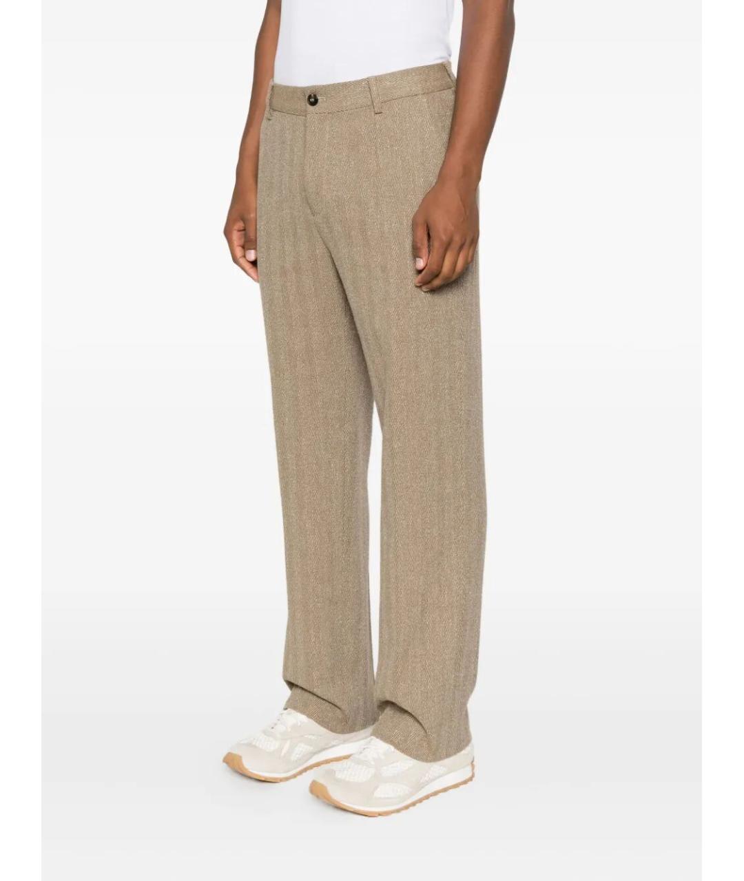 GOLDEN GOOSE DELUXE BRAND Бежевые льняные повседневные брюки, фото 3