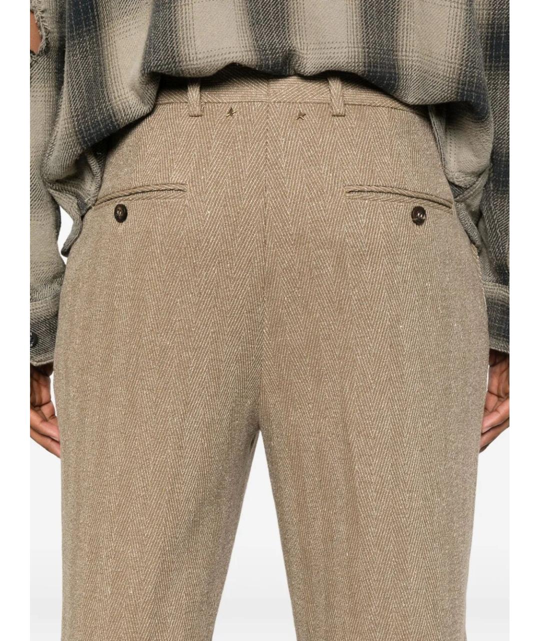 GOLDEN GOOSE DELUXE BRAND Бежевые льняные повседневные брюки, фото 5