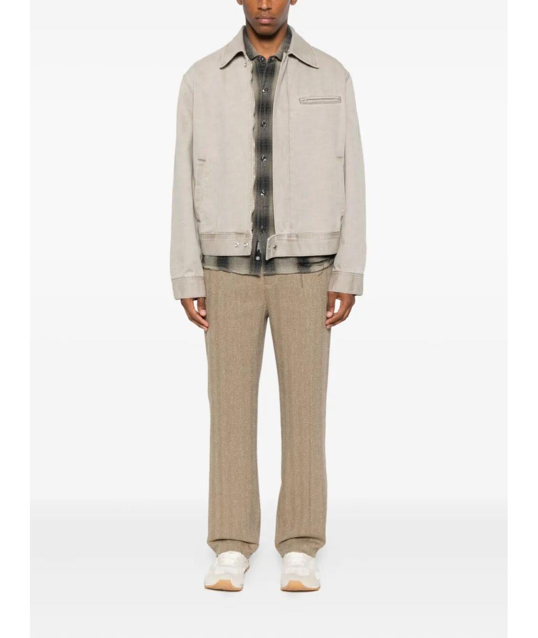 GOLDEN GOOSE DELUXE BRAND Бежевые льняные повседневные брюки, фото 2